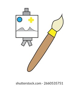 Ilustración vectorial de un pincel, una herramienta utilizada para aplicar pintura a un cuadro Mediano, como lienzo o papel.