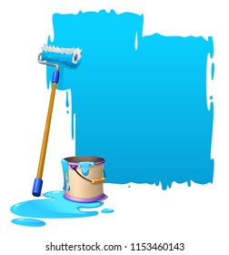vector illustration of paint bucket roller painting