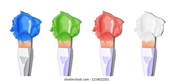 Vector illustration of paint color brushes strokes, art on paper