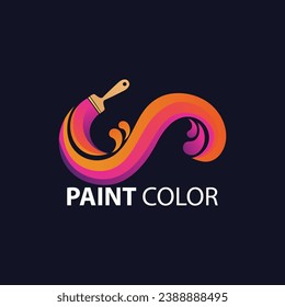 vector illustration of a paint color logo with a brush