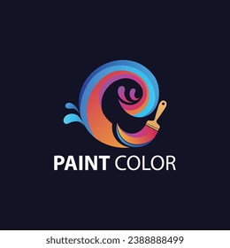 vector illustration of a paint color logo with a brush