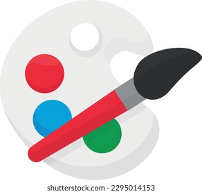 Vector illustration of a paint palette with a brush. Art and artistic education. Paint.