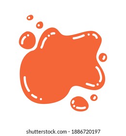 Vector illustration paint, splash ink, stain. Element isolated on white background. Use in children s educational books. Color training. Orange color.