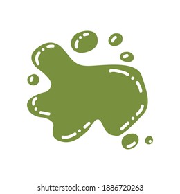 Vektorgrafik, Spritzfarbe, Fleck. Element einzeln auf weißem Hintergrund. Verwendung in Lehrbüchern für Kinder. Farbtraining. Grüne Farbe.