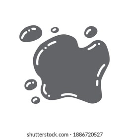 Vector illustration paint, splash ink, stain. Element isolated on white background. Use in children s educational books. Color training. Grey color.