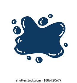 Vector illustration paint, splash ink, stain. Element isolated on white background. Use in children s educational books. Color training. Dark blue color.
