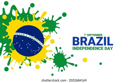 Vector illustration, paint splatter, with Brazil flag logo, as banner, poster or template, brazil independence day.