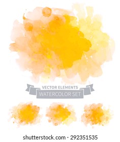 Vector illustration of paint texture, set of colorful stain. Hand-drawn watercolor elements