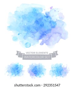 Vector illustration of paint texture, set of colorful stain. Hand-drawn watercolor elements