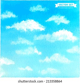 Vector illustration of paint texture. Sky background. Hand-drawn watercolor elements