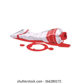 vector illustration of paint tube red