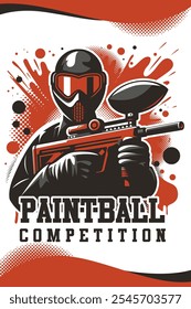 Uma ilustração vetorial do Cartaz da Competição Paintball