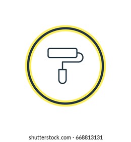 Vector Illustration Of Paintbrush Outline. Beautiful Construction Element Also Can Be Used As Roller Element.