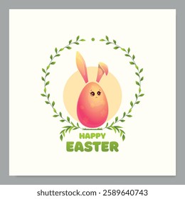 Vector illustration with painted egg for Easter. Spring holiday.