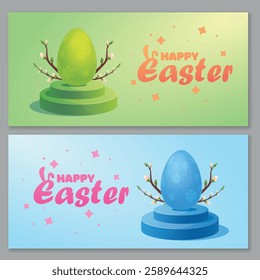 Vector illustration with painted egg for Easter. Spring holiday.