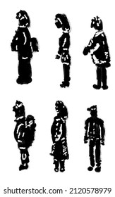 Vector illustration painted freehand with backdrop of people in different clothes