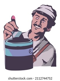 Vector Illustration of painter in vintage style