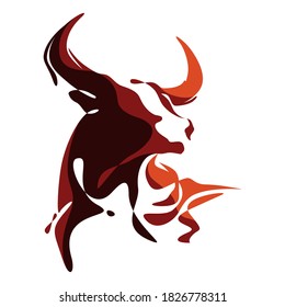 Vector Illustration for Painting of a Bull