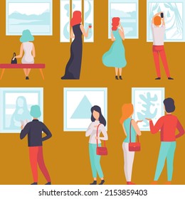 vector illustration of painting graphics, people, text. top view, perfect for backdrops and commemorating world museum day