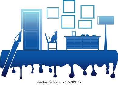 vector illustration of painting interior room