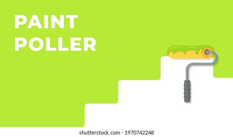 Vector illustration of painting walls green. Background for an advertisement for a paint, repair or tool store.