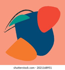 Vector illustration with paints in boho style. Abstract watercolor geometric shapes of balance, plants. Design for cover, wallpaper, postcards, social networks, decor. 
