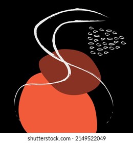 Ilustración vectorial con pinturas en estilo boho. Resumen de formas geométricas de acuarela de equilibrio, plantas, naturaleza, sol, luna. Diseño de portada, redes sociales, decoración. Colores de moda.
