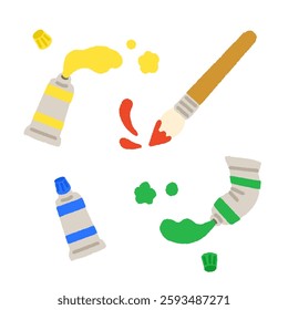 Vector illustration of paints and paint brush 