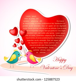 vector illustration of pair of bird with heart against love background
