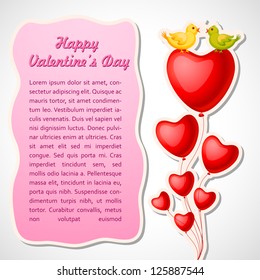vector illustration of pair of bird with heart against love background