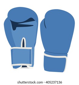 Vector illustration pair of blue boxing gloves isolated on white background. Sport equipment