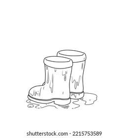 vector illustration pair bottom boots and puddles