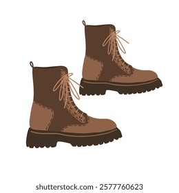 Vector illustration of a pair of brown boots isolated on white background.