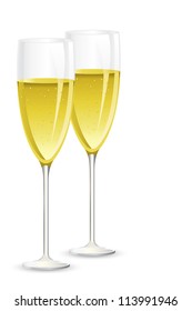 vector illustration of pair of champagne glass