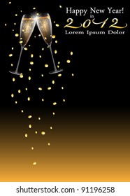 Vector Illustration Pair of champagne glasses making a toast