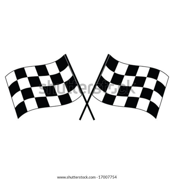Vector Illustration Pair Checkered Flags Waving Stock ...