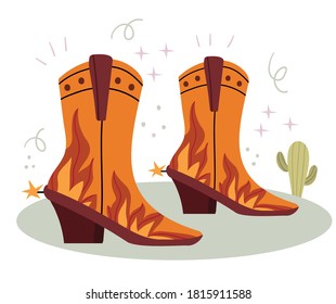 Vector illustration of a pair of cowboy boots.Western. Farm lifestyle design.Perfect for greetings, cards, posters, congratulations  or store