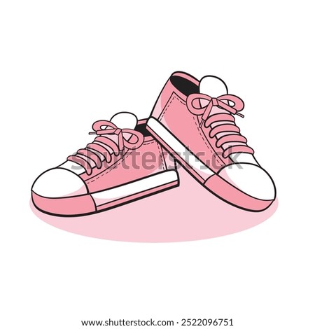 Vector illustration pair of cute shoes, isolated in white background