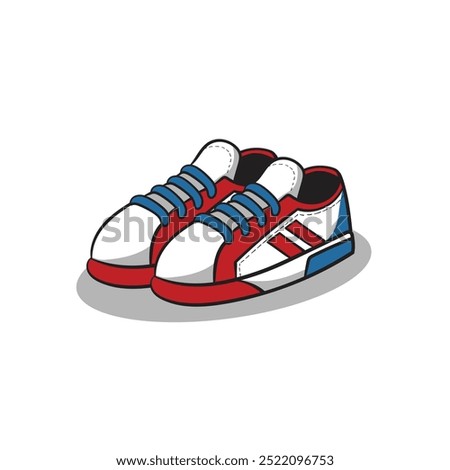 Vector illustration pair of cute shoes, isolated in white background