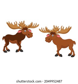 vector illustration of a pair of deer facing a white background 