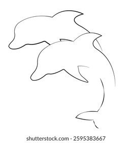 Vector Illustration of a Pair of Dolphins