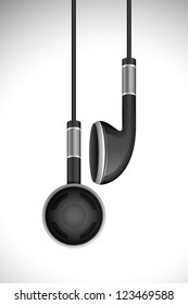 vector illustration of pair of earphone hanging