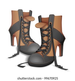 vector illustration of pair of female boots against white background