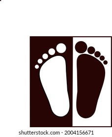 Vector illustration of a pair of footprints in black and white color combination