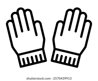 Vector illustration of a pair of gloves. Editable stroke.