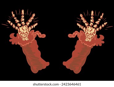 vector illustration of a pair of hand bones depicted in death art style