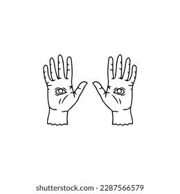 vector illustration of a pair of hands with eyes