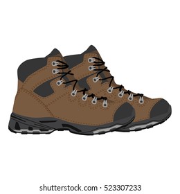 Vector illustration pair of hiking boots icon. Mountain shoes