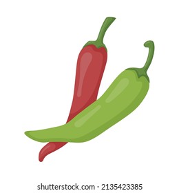 Vector illustration of a pair of hot chili peppers, mexican food isolated on white.