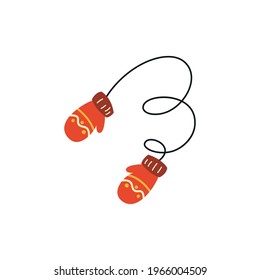 Ilustración vectorial de un par de mitones de Navidad de punto sobre un fondo blanco. Icono de Mittens. Tarjeta de Navidad con mitones.